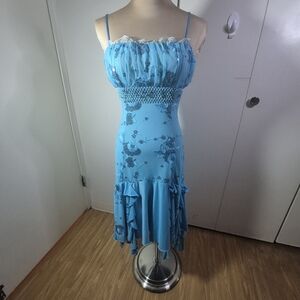 Elegant Blue Floral Dress‎